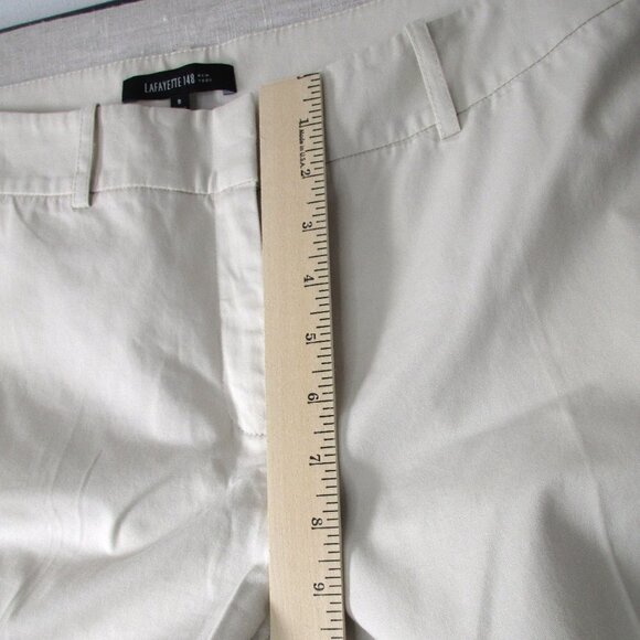 Lafayette 148 Dress Pant Womens Size 8 Cream Slash Pocket High Rise Cotton Blend - Picture 6 of 8